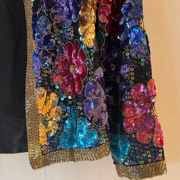 Vintage Leslie Faye Sequin Beaded Silk Evening Blazer Jacket. Medium. - Picture 6 of 8